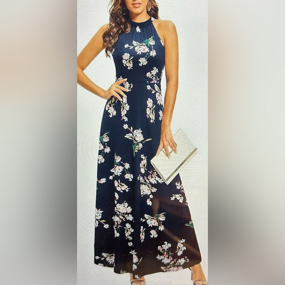 StyleWord - Floral Navy Maxi Dress - XXL - NWT